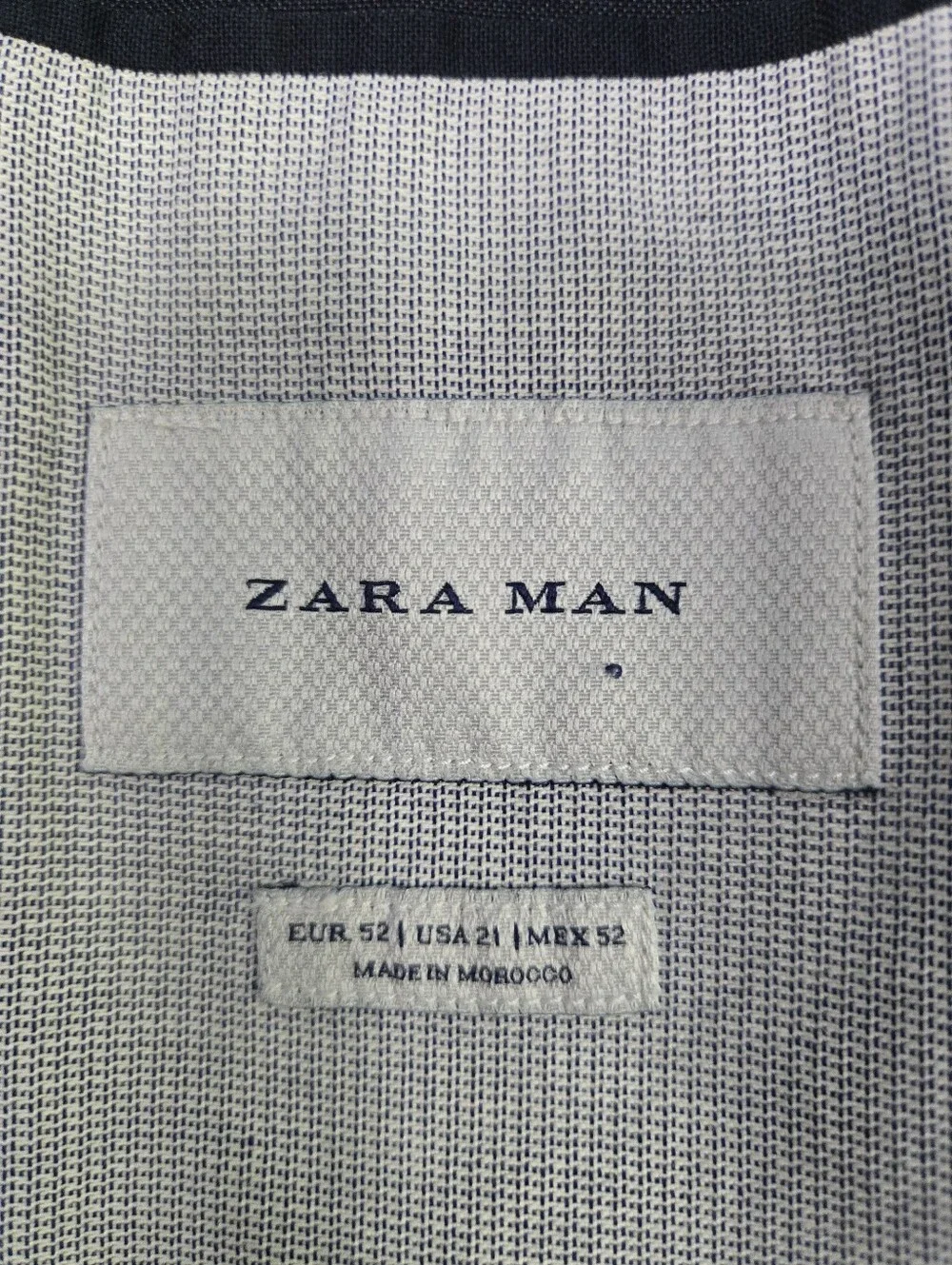 Zara Navy Windowpane Two-Button Blazer